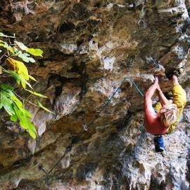 Steiler Fels und gute Stimmung